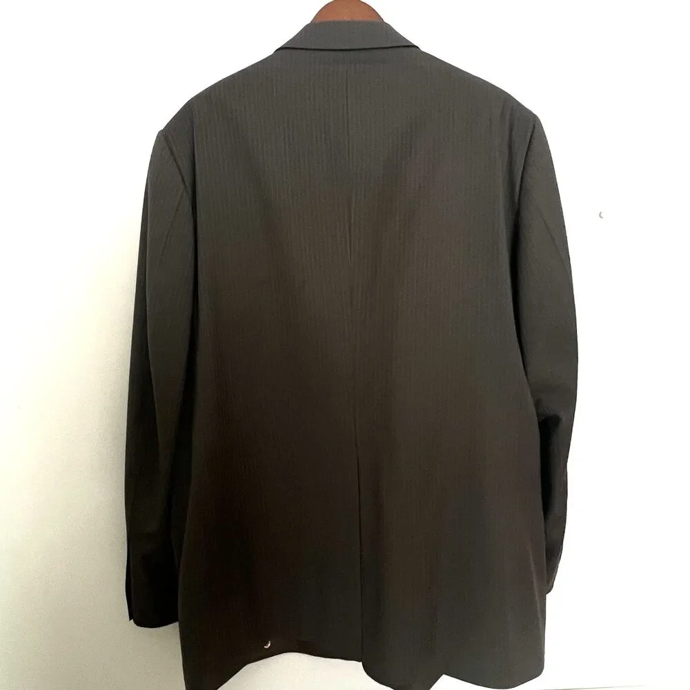 JOSEPH & FEISS  Mens Sport Coat 44 R Brown Pinstripe Wool Jacket Blazer